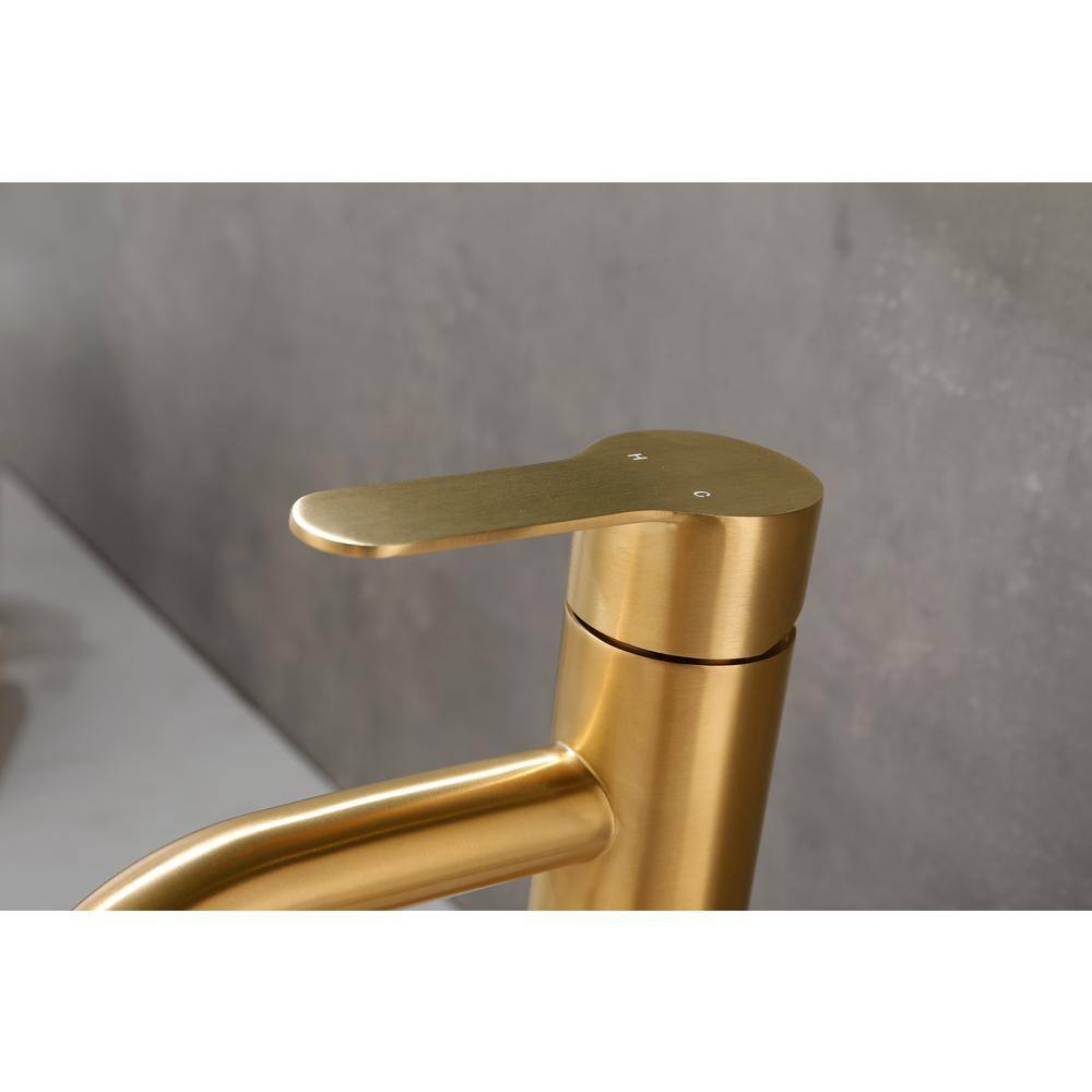 Brushed Gold Stainless Steel Single Handle Bathroom Faucet