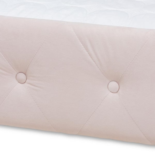 Baxton Studio Amaya Light Pink Queen Trundle Daybed 155 9457 HD