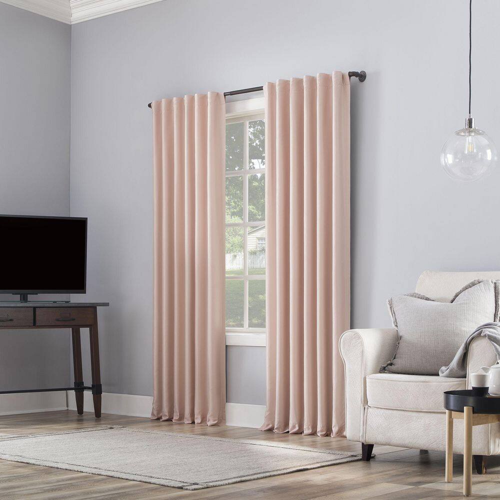 Blush Pink Faux Dupioni Silk Blackout Curtain Panel