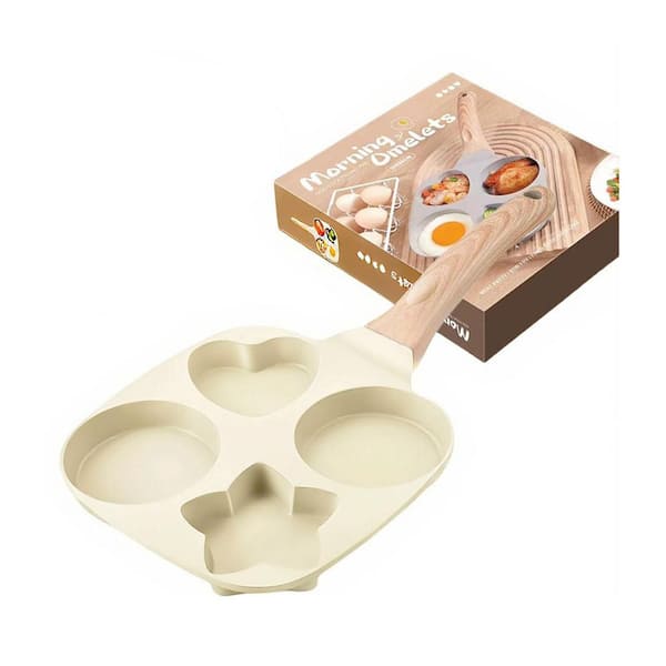 4-Piece Nonstick Marble Finish Aluminum Egg Omelette Crepe Pan Set with Mold Gas Induction Compatible