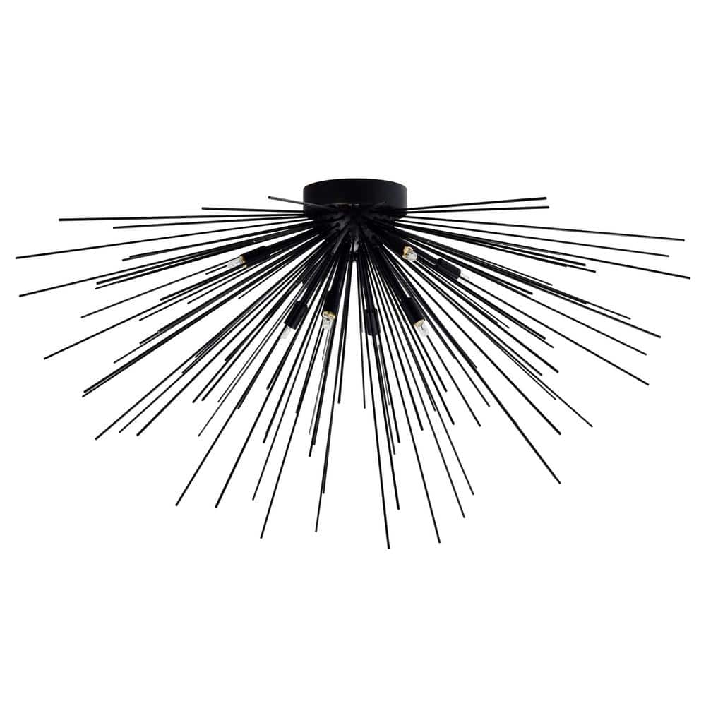 Modern Starburst Black LED Flush Mount Light 40"