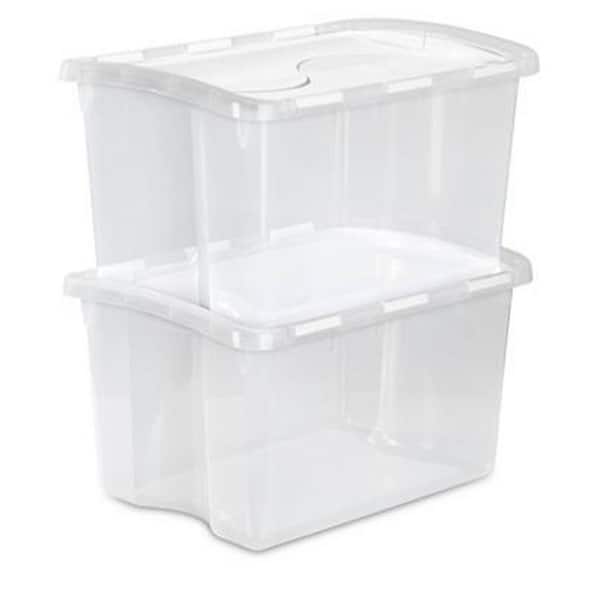 6 Pack Small Plastic Storage Containers with Hinged Lids, Rectangle Clear  Plasti