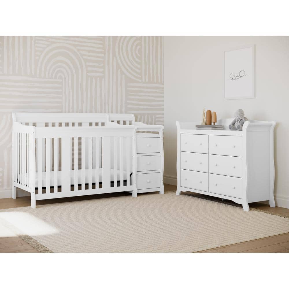 Avalon Sleek White 6-Drawer Nursery Dresser with Ball Bearing Glides