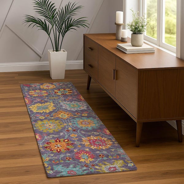 Chantille Machine Washable Indoor/Outdoor Abstract ACN2288 Purple 2 ft. 3 in. x 7 ft. 6 in. Runner Rug