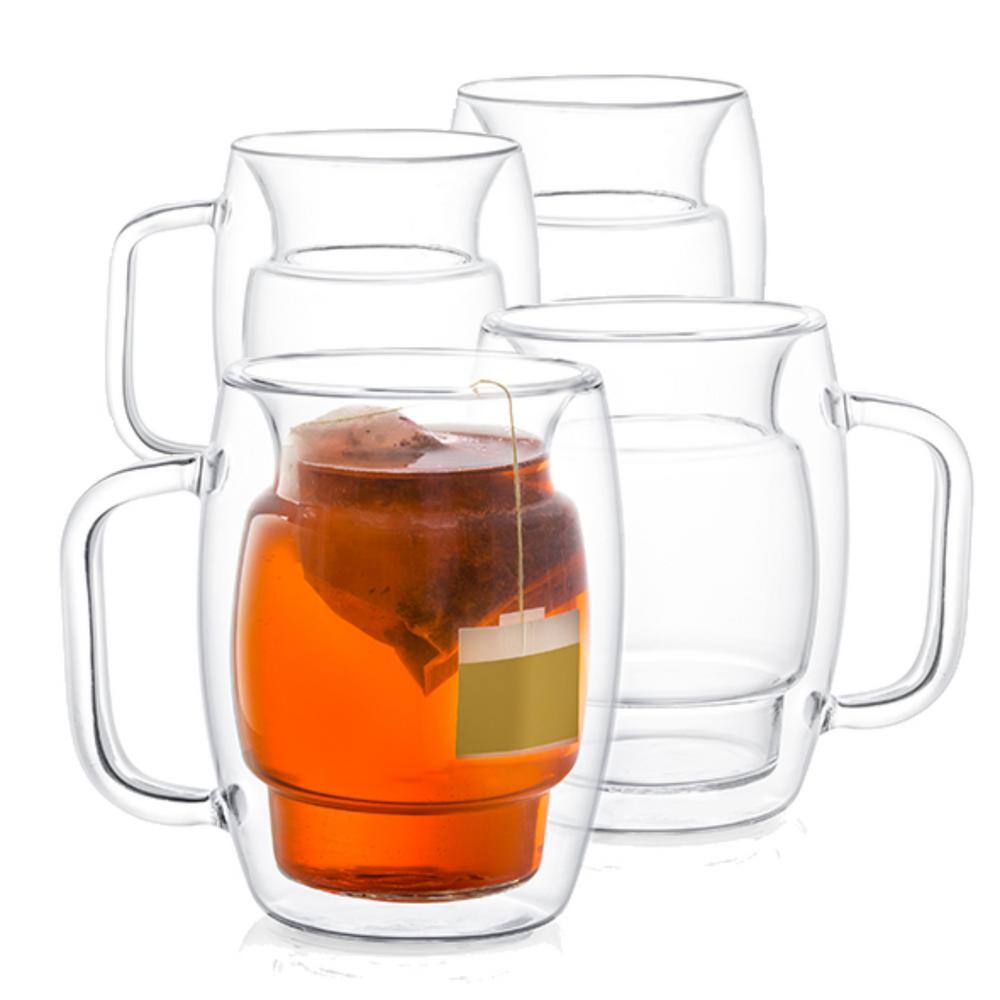 Cadus 10-Ounce Double Wall Glass Coffee and Tea Mugs Set