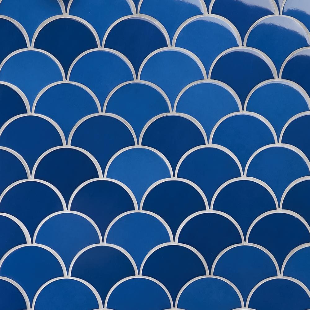 Tidewater Blue Ceramic Fish Scale Wall Tile