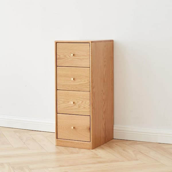 Lirago Oak 12 in. Display Cabinet with 4 Drawers
