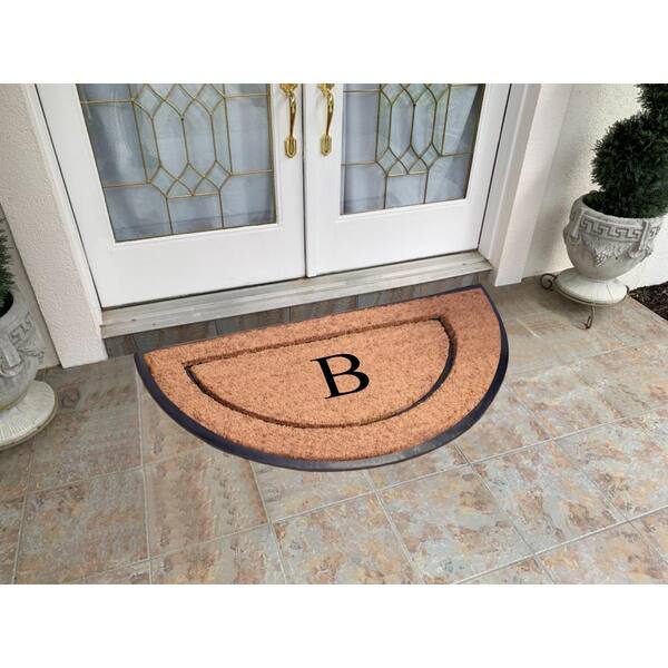 A1 Home Collections A1hc Welcome Flocked Black/Beige 30 in. x 60 in. Rubber and Coir, Heavy Duty, Extra Large Welcome Doormat