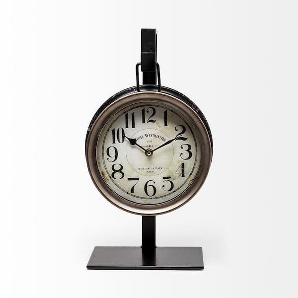 HomeRoots Metal Table Clock Decor