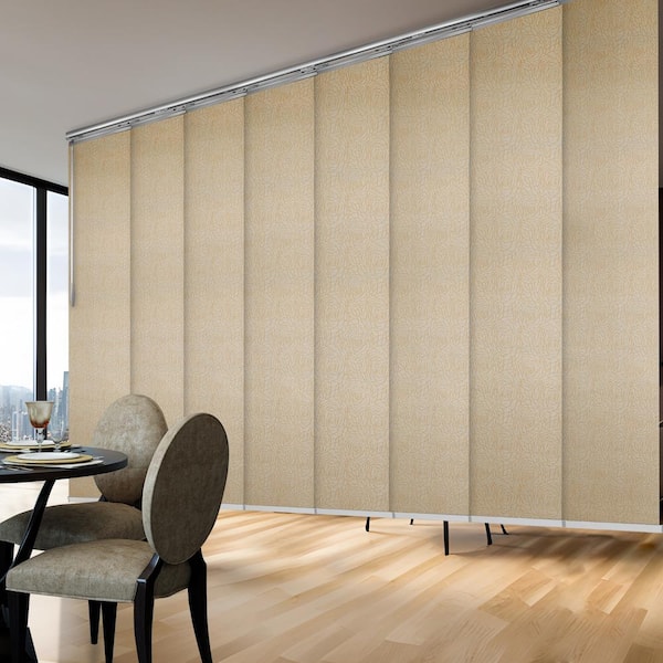 EMOH Leilani 130 in. to 175 in. W x 94 in. L Adjustable 8- Panel in Satin Nickel Double Rail Panel Track with 23.5 in. Slates