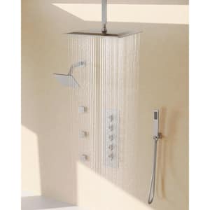 SerenityFlow 15-Spray 16 and 6 in. Dual Ceiling Mount Fixed and Handheld Shower Head 2.5 GPM in Brushed Nickel