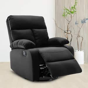 Yingj 30.2 in. W Blue Faux Leather Upholstered Swivel and Rocking Manual Recliner