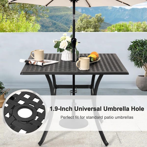 54 inch patio table glass top with umbrella hole 54" ROUND TOPS 2" Center outdoor dining chairs. BIQWBIC 32" Patio Table with