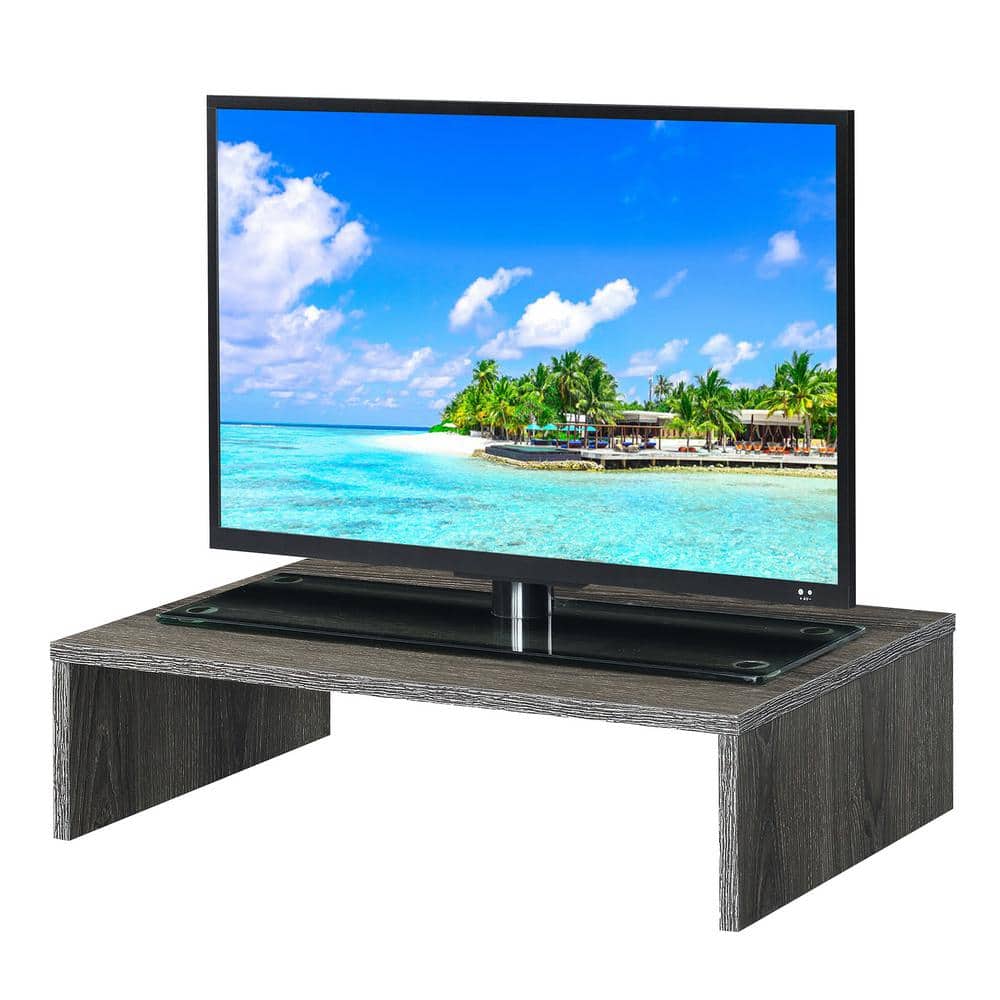 Weathered Gray Compact TV/Monitor Riser with Underneath Storage