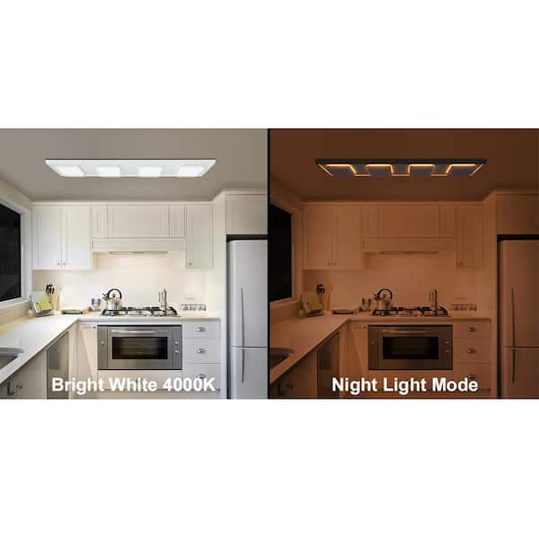 46 in. x 10 in. LED Closet Light Flush Mount with 4 Square Light Heads and Night Light 4200LM 50W Adjustable CCT 8-Pack