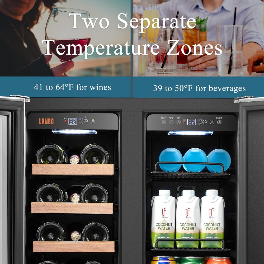 Lanbo 24" Stainless Steel Dual Zone Wine and Beverage Cooler