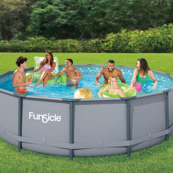 Funsicle Oasis ft. Round 42 in. Deep Metal Frame Round Ground Pool with Pump P4001442B - The Home Depot