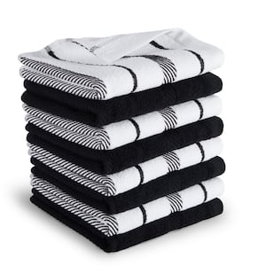 Albany Onyx Black Striped Cotton Dishcloth Set (8-Pack)
