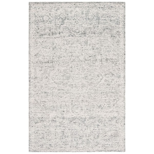 Roslyn 9 ft. x 12 ft. Gray/Ivory Distressed Ornate Area Rug