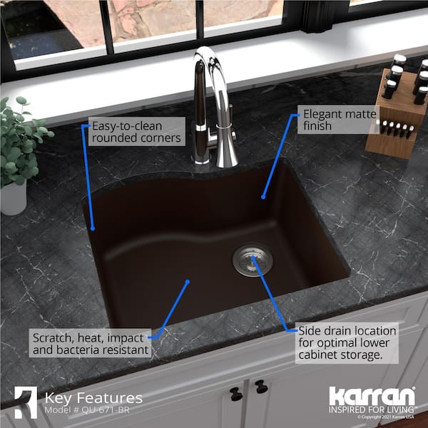 Karran Undermount Quartz Composite 24 in. Single Bowl Kitchen ...