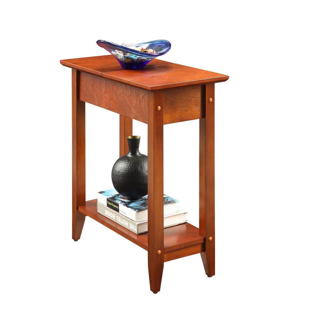 Cherry Birch Veneer Rectangular Flip Top End Table with Storage