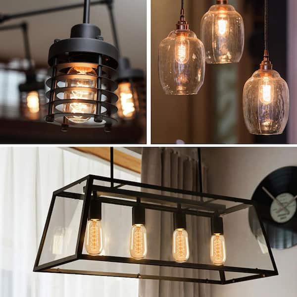 40W Equivalent Vintage T45 Soft White (2700K) Dimmable Edison Incandescent Light Bulb, 4-Pack