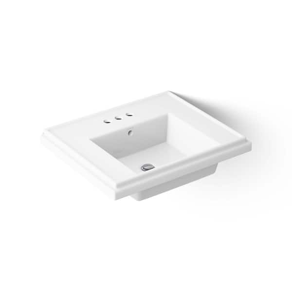 KOHLER Tresham 14.3 in. x 12.5 in. Pedestal Bathroom Sink in White Fireclay