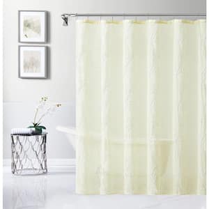 Stella 70 in. x 72 in. Yellow Embroidered Shower Curtain