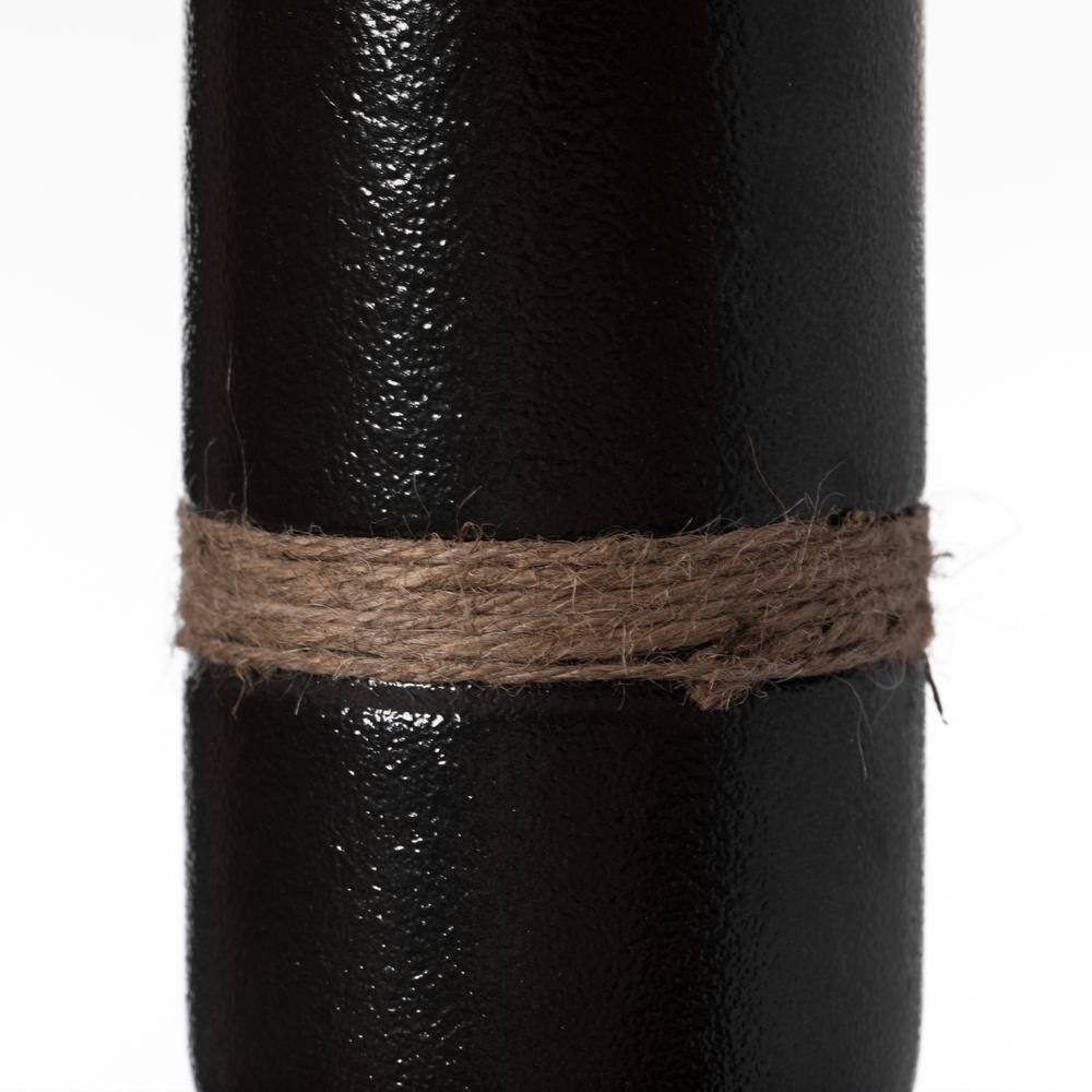 Small Black Ceramic Cylinder Table Vase with Rope