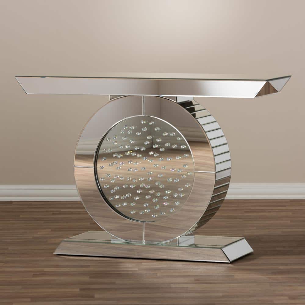 Elegant Cagney 46'' Silver Mirrored Glam Console Table