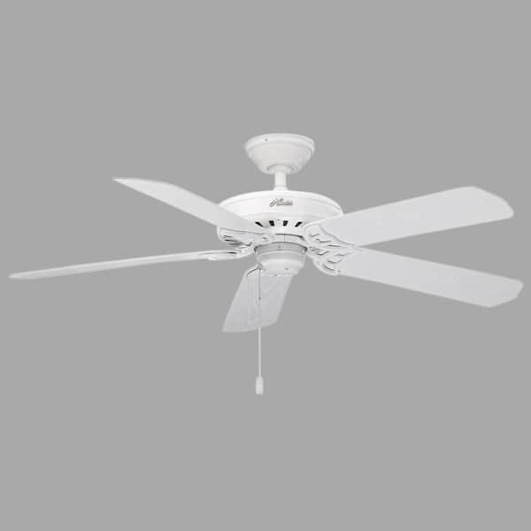 Hunter Bridgeport 52 In Indoor Outdoor White Damp Rated Ceiling Fan 53125 The Home Depot - Commercial Outdoor Ceiling Fans Wet Rated