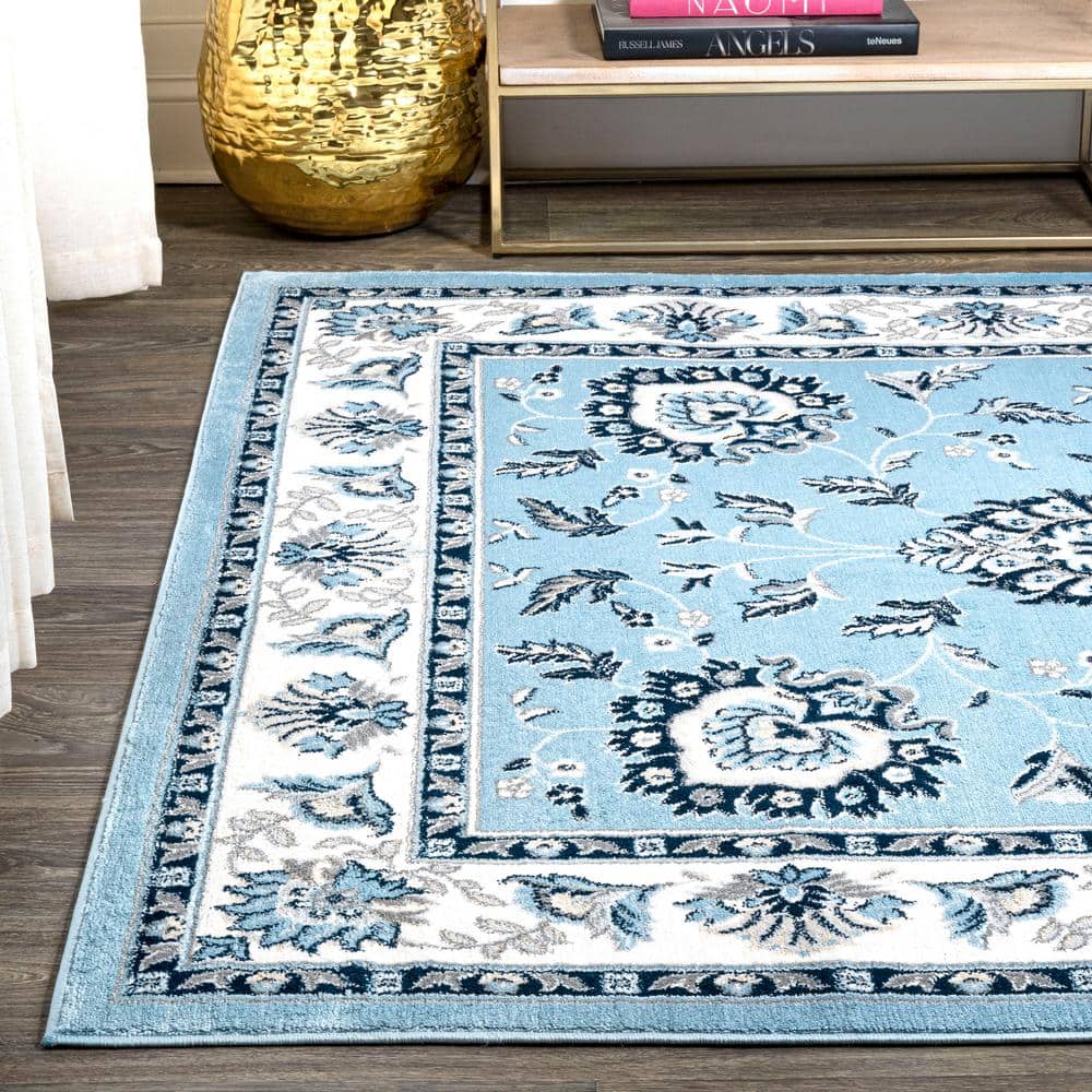 Cherie Sky Blue & Ivory Persian-Inspired Washable Rug 3x5