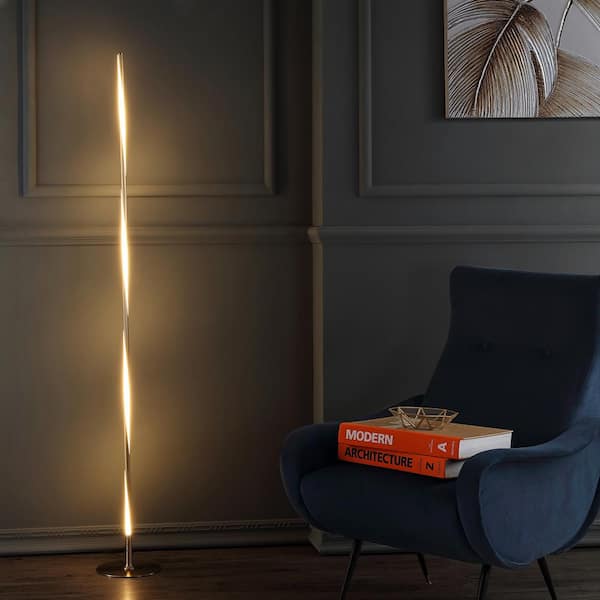 JONATHAN Y Pilar 63.75 in. Gold LED Integrated Floor Lamp