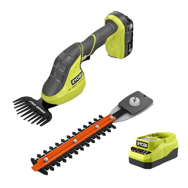 RYOBI ONE+ 18V Cordless Grass Shear and Shrubber Trimmer with 2.0