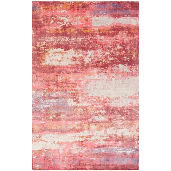 Mirage 9 ft. x 12 ft. Red/Ivory Distressed Striped Area Rug