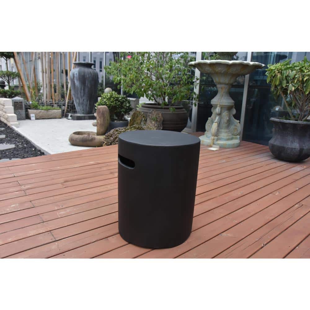 Black Concrete Round Propane Tank Cover Table