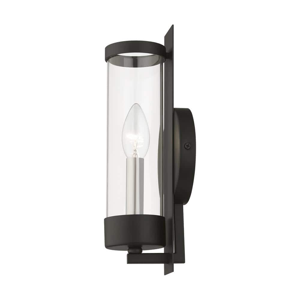 Sleek Modern Black and Brushed Nickel Dimmable Wall Sconce