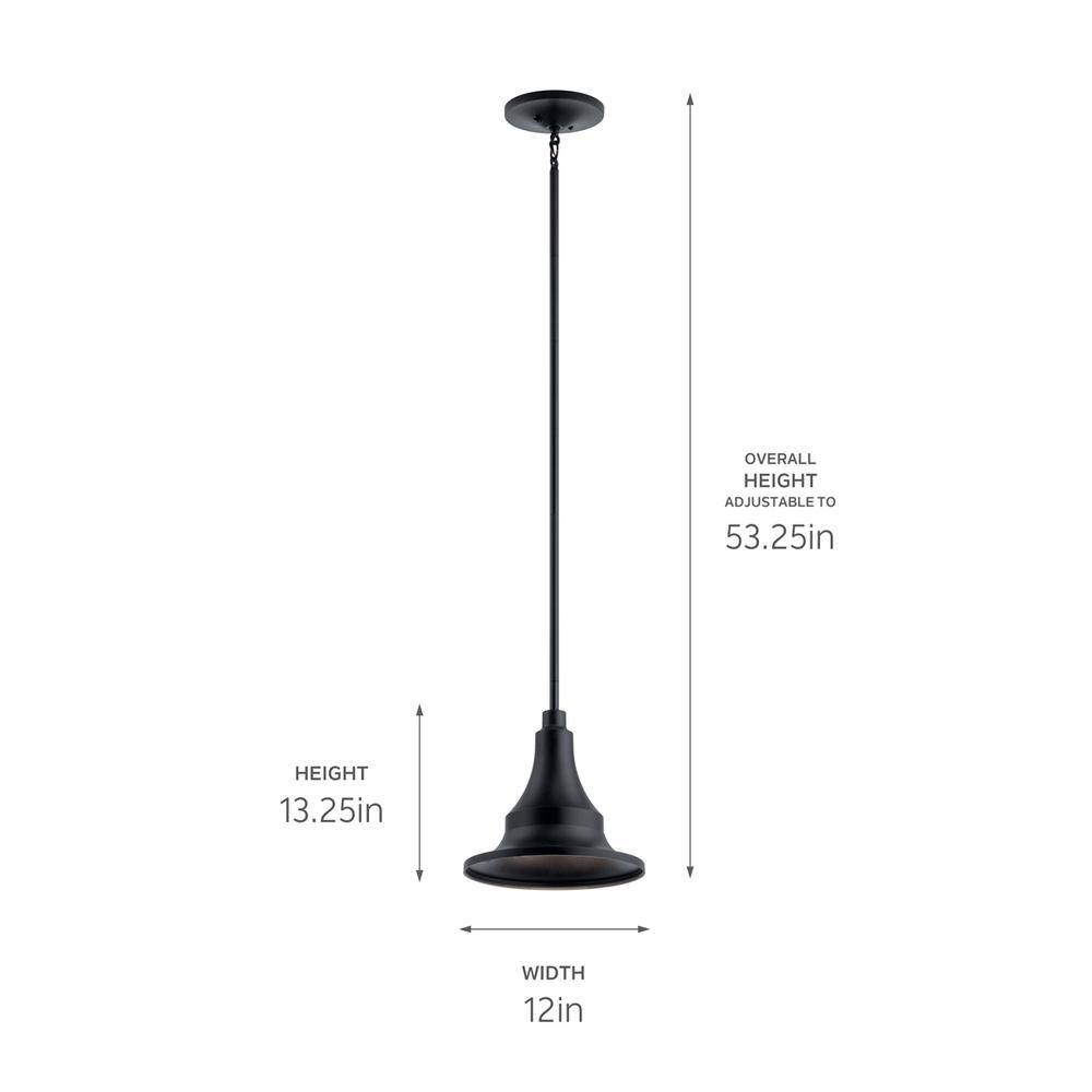 Hampshire Black Glass 1-Light Outdoor Pendant