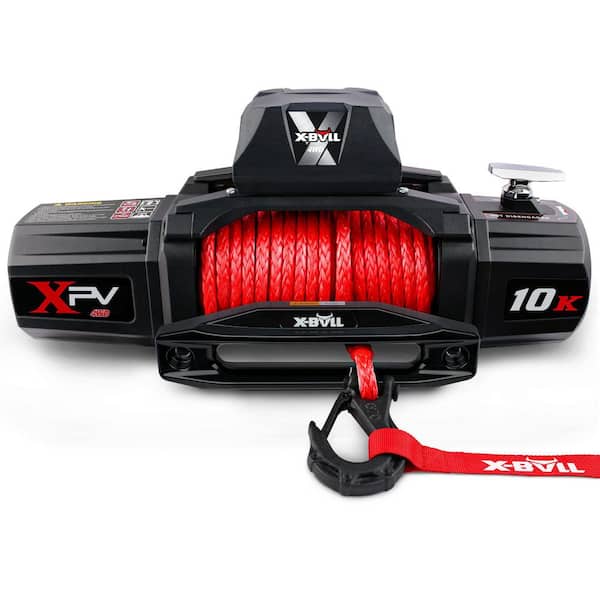 Winch-10000 lb. BJ Load Capacity Electric Winch Kit-12V Synthetic Rope Winch, Waterproof IP67 with Hawse Fairlead