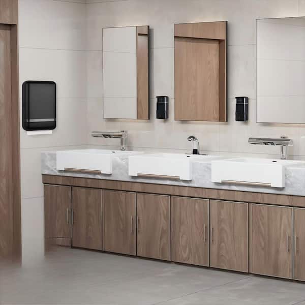 14 in. x 10 in. Wall-Mount Paper Towel Dispenser with Lock, 400-Sheets Multifold Napkin Holder for Commercial, Black