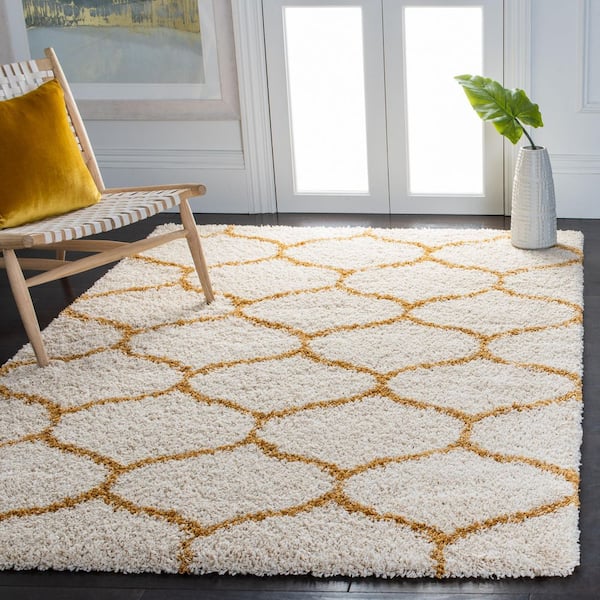 Hudson 5 ft. x 8 ft. Ivory/Gold Geometric Area Rug