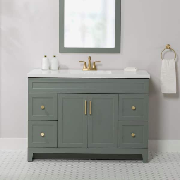 Chasbury 49 in. Single Sink Palm Green Bath Vanity with White Cultured Marble Top (Assembled)