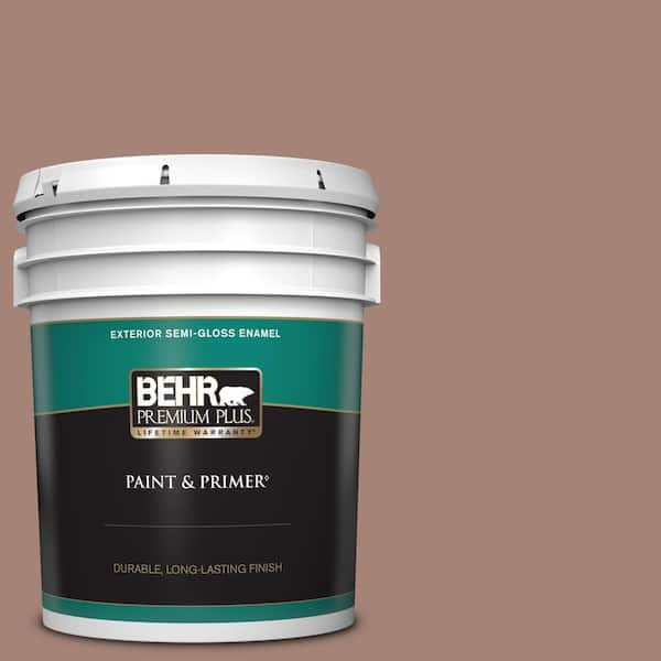 BEHR PREMIUM PLUS 5 gal. Home Decorators Collection #HDC-NT-07 Hickory Branch Semi-Gloss Enamel Exterior Paint & Primer