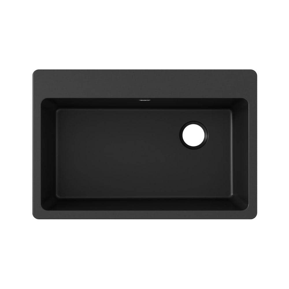 Elkay Quartz Classic 33in. Drop-in 1 Bowl Black Granite/Quartz Composite Sink Only and No Accessories ELG13322BK0 Sansujyuku sansujyuku.com
