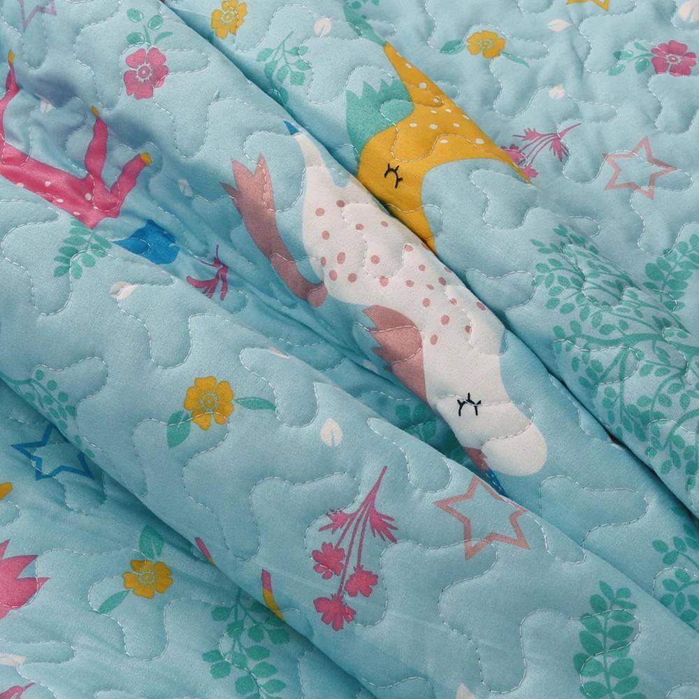 Full Sky Blue Unicorn Reversible Kids Quilt Set