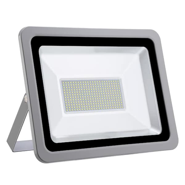CIPACHO 300-Watt 120-Degree Gray Integrated LED Outdoor Thin Flood Light with Tempered Glass Shade