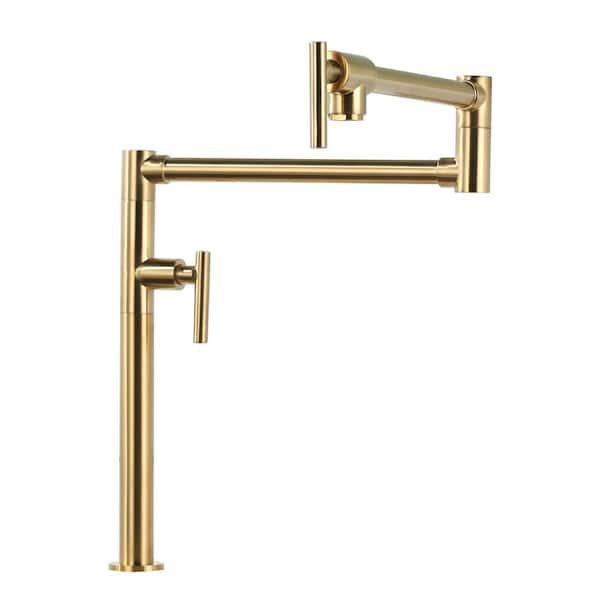 Deck Mounted Pot Filler with Double Handles in Gold