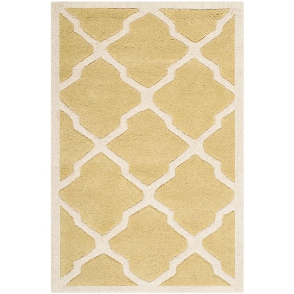 SAFAVIEH Chatham Light Gold/Ivory 2 ft. x 3 ft. Border Multi-Point Trellis Area Rug