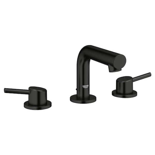 GROHE Concetto 8 in. Widespread 2-Handle Mid-Arc Bathroom Faucet in Matte Black