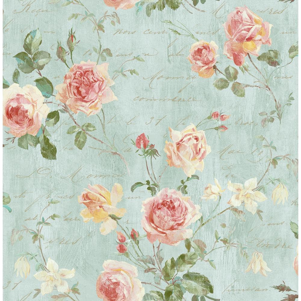 Vintage Embossed Floral Vinyl Pink Rose 18
